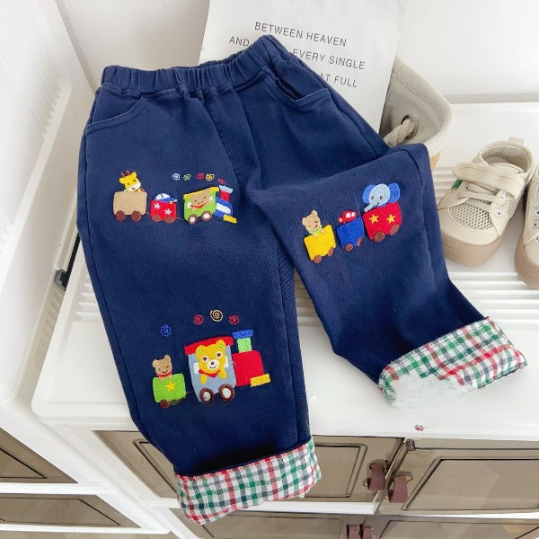 Cubs Lane children's girls baby straight pants children's clothing children's autumn clothing solid color loose stylish jeans