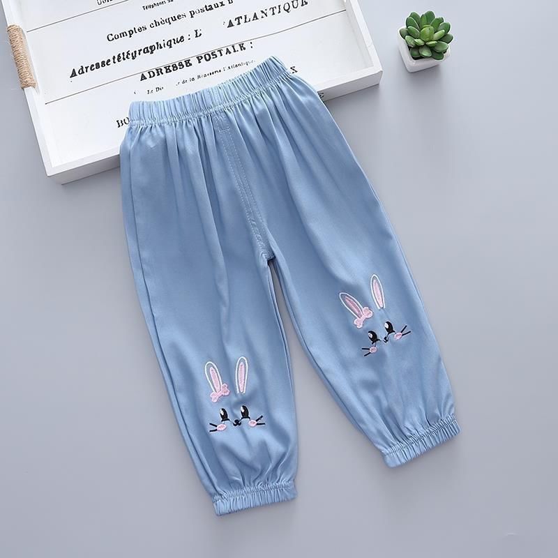 Cubs Lane Girls ice silk cotton trousers summer thin children's wear pants jeans baby girl anti-mosquito pants summer leggings pants