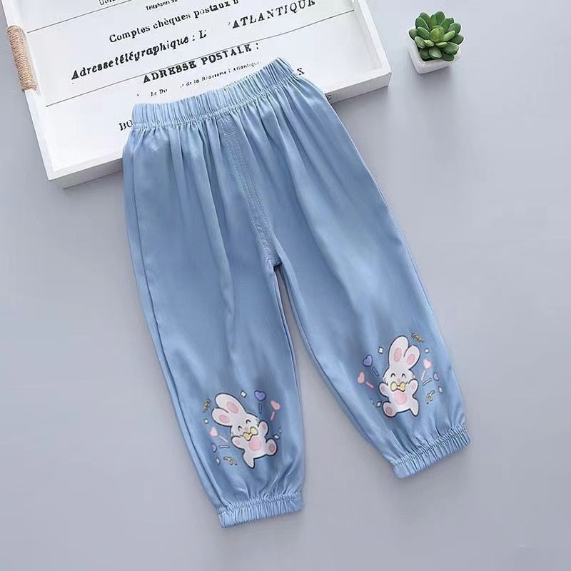 Cubs Lane Girls ice silk cotton trousers summer thin children's wear pants jeans baby girl anti-mosquito pants summer leggings pants