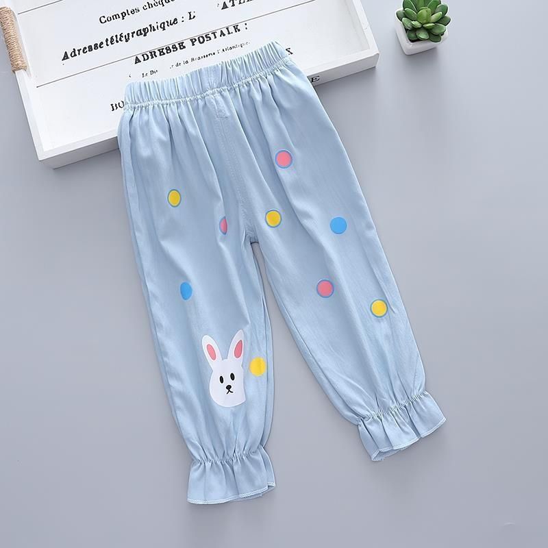 Cubs Lane Girls ice silk cotton trousers summer thin children's wear pants jeans baby girl anti-mosquito pants summer leggings pants