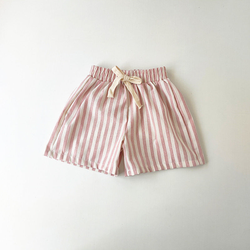 Cubs Lane Spring and summer boys and girls linen cotton striped shorts cute baby