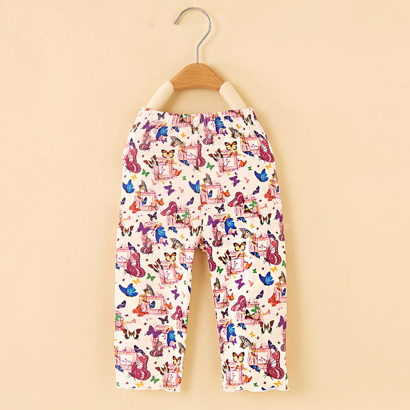 Cubs Lane Girls pants summer children's summer cartoon baby girl summer milk silk leggings thin outer wear summer style