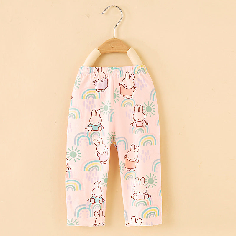 Cubs Lane Girls pants summer children's summer cartoon baby girl summer milk silk leggings thin outer wear summer style