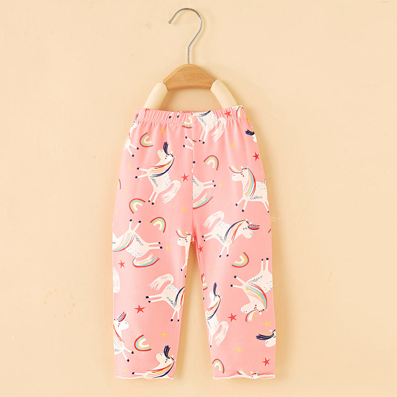 Cubs Lane Girls pants summer children's summer cartoon baby girl summer milk silk leggings thin outer wear summer style