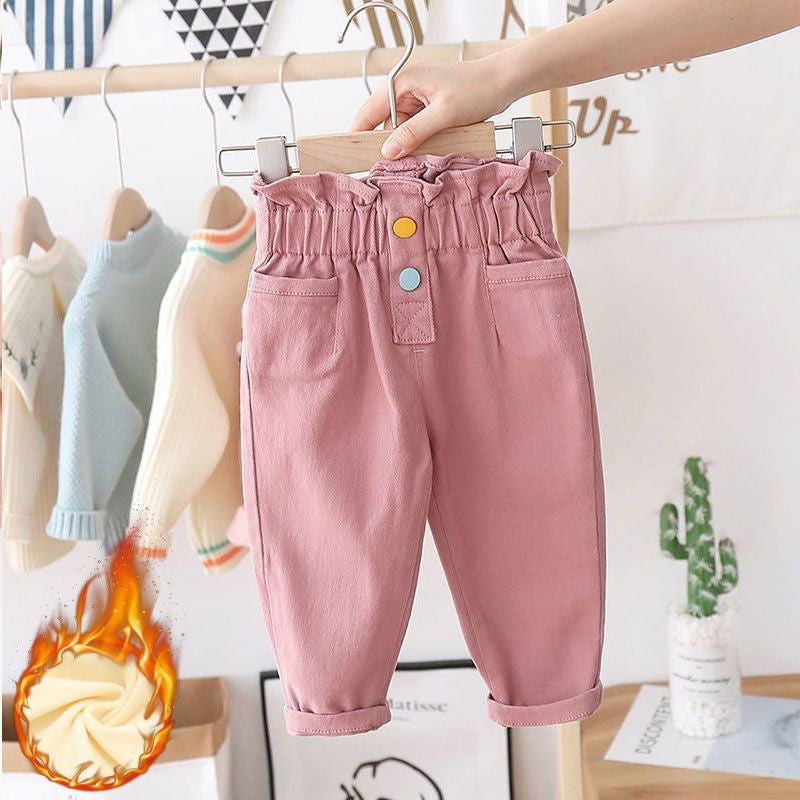 Cubs Lane Girls' thin fleece pants spring thin trousers casual pants baby girls fashionable pants