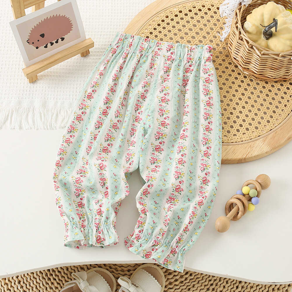 Cubs Lane  pure cotton pajamas loose sweet fresh anti-mosquito pants children's summer thin nine-point pants summer pants