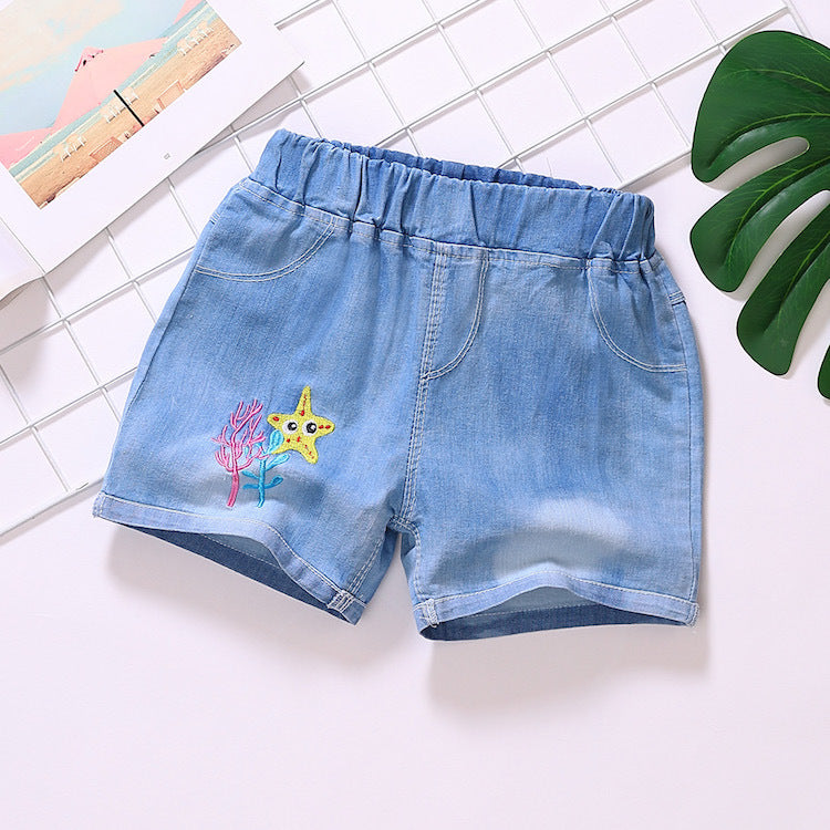 Cubs Lane  children little girls embroidered hot pants outdoor children's pants