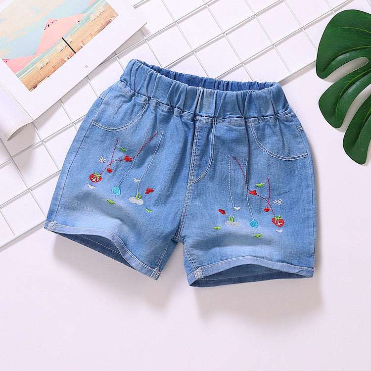 Cubs Lane  children little girls embroidered hot pants outdoor children's pants