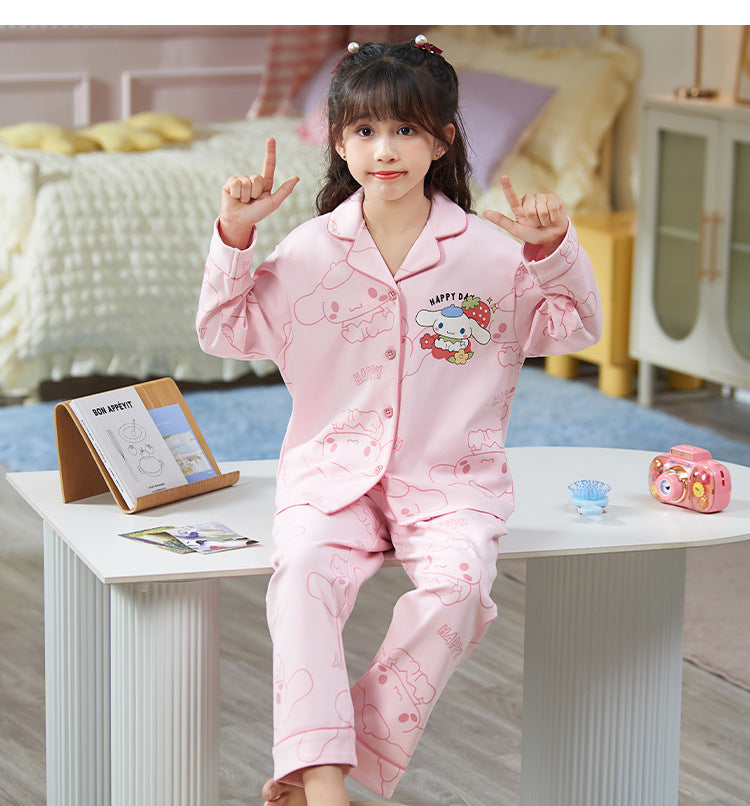 Cubs Lane pure cotton long-sleeved thin suits little girls big children summer home clothes