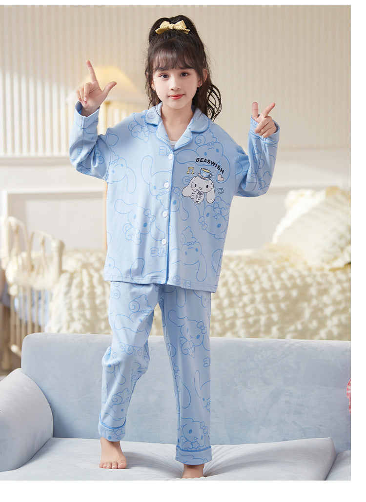 Cubs Lane pure cotton long-sleeved thin suits little girls big children summer home clothes