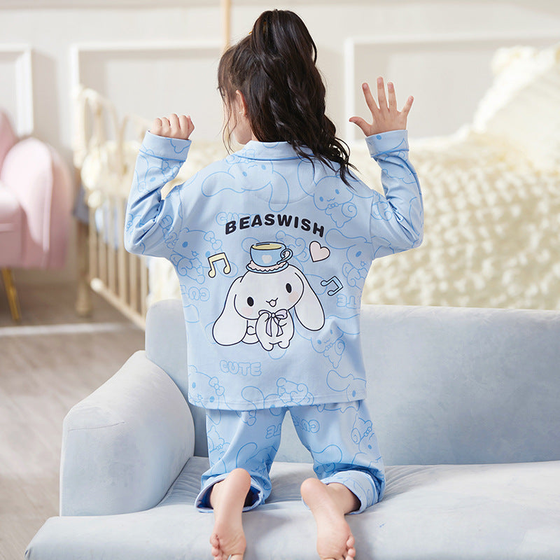 Cubs Lane pure cotton long-sleeved thin suits little girls big children summer home clothes