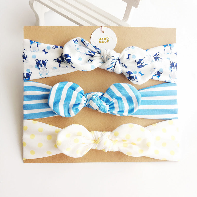 Cubs Lane pure cotton bow hairband card set three soft elastic headband factory store