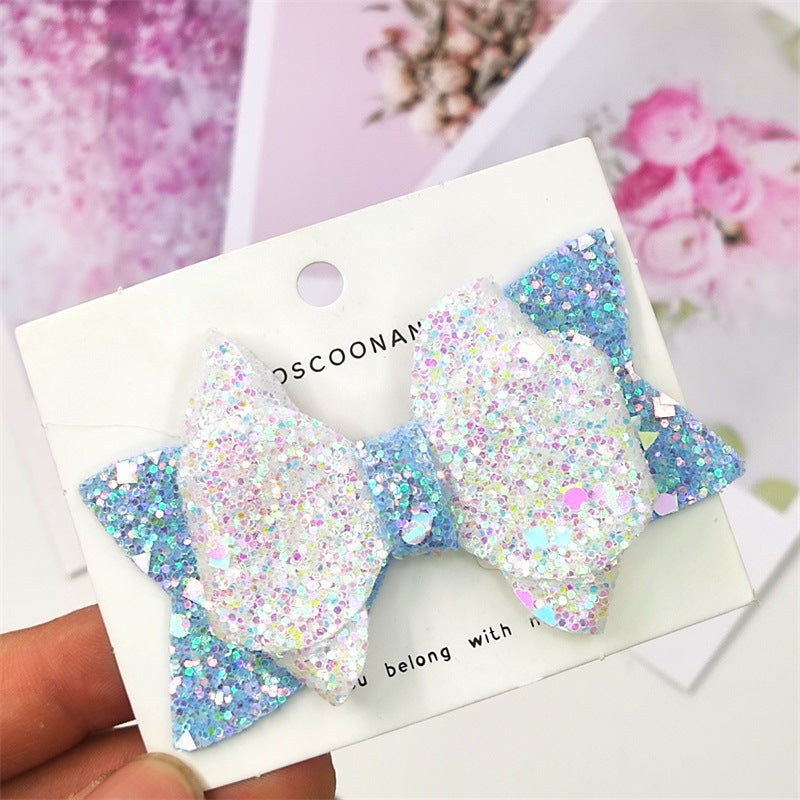 Shiny bow Multi Color sequins Hair Clips