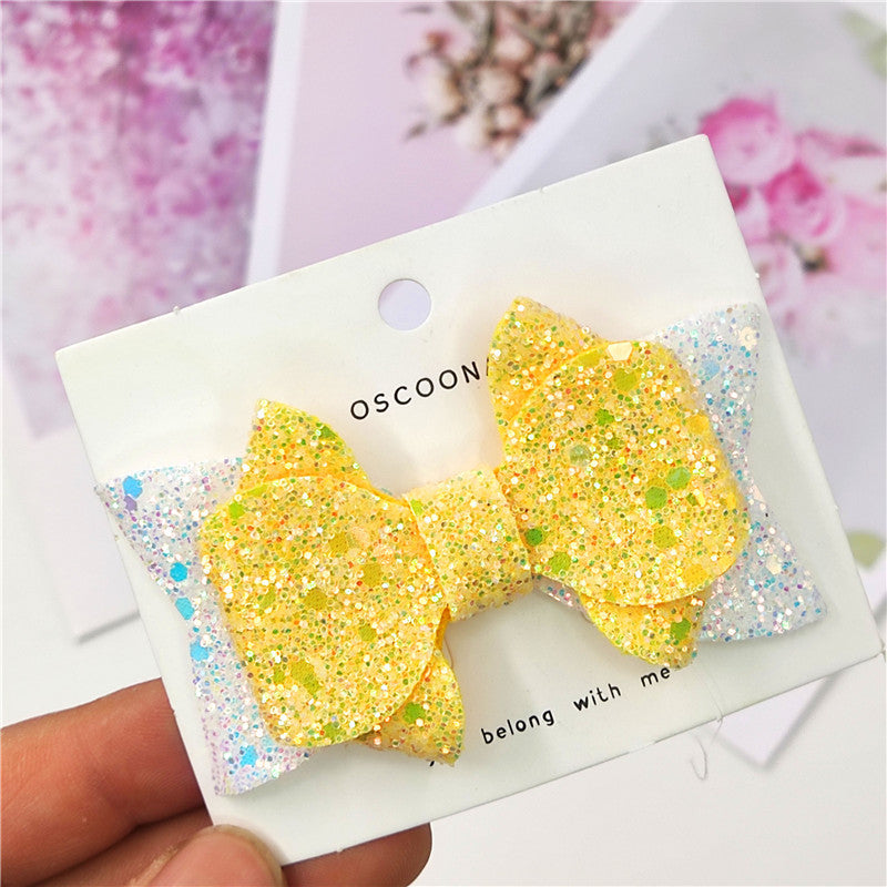 Shiny bow Multi Color sequins Hair Clips