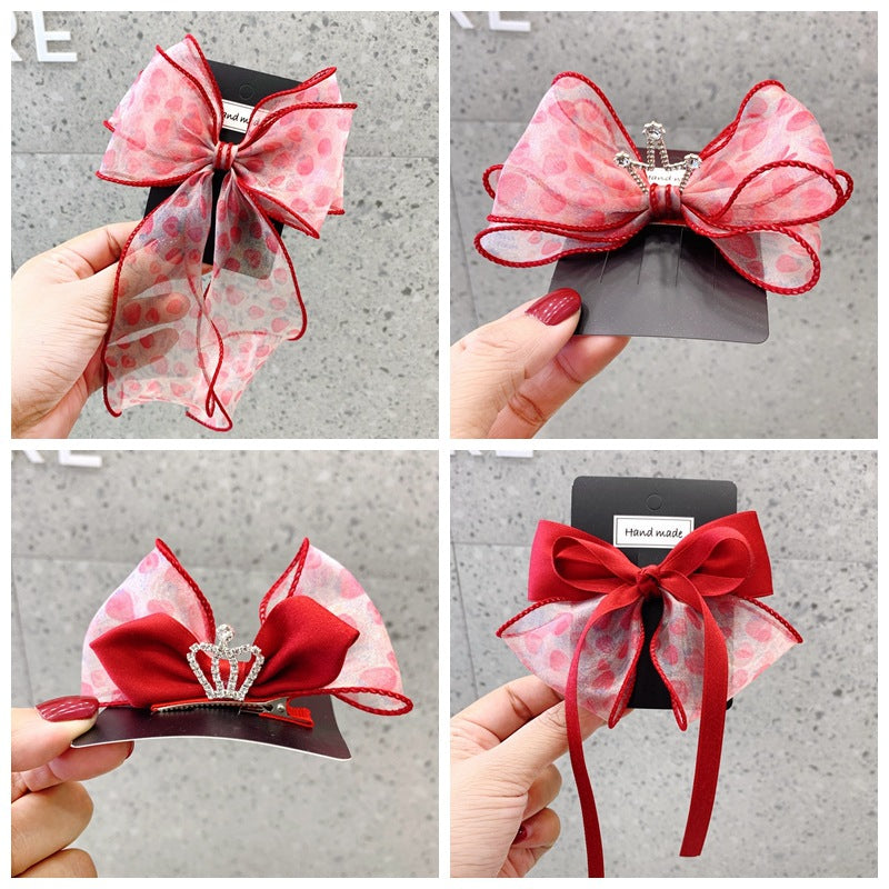 Cubs Lane bow hairpin little girl temperament princess ribbon top clip baby headdress