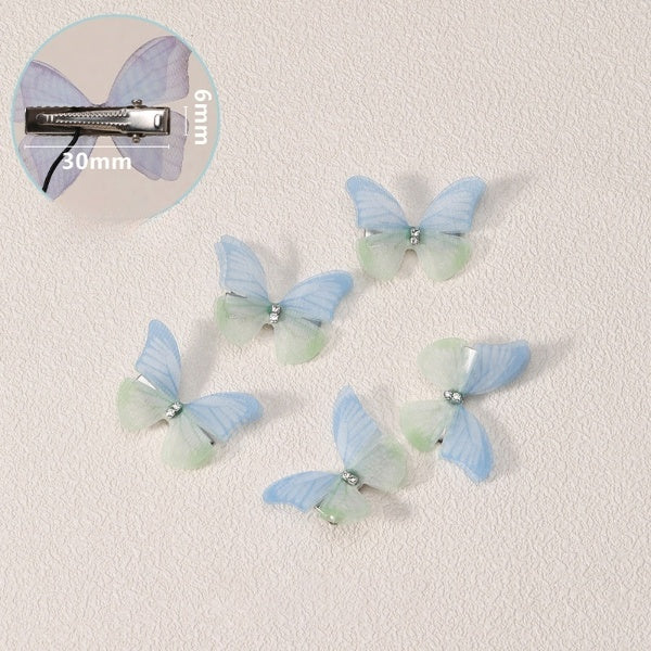 Cubs Lane gradient double-layer silk gauze small butterfly hairpin