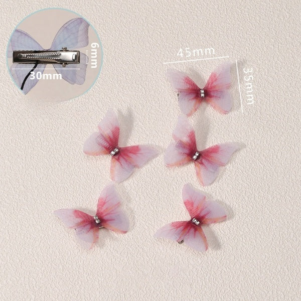 Cubs Lane gradient double-layer silk gauze small butterfly hairpin