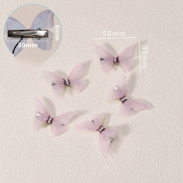 Cubs Lane gradient double-layer silk gauze small butterfly hairpin