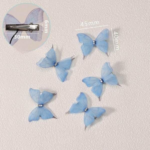 Cubs Lane gradient double-layer silk gauze small butterfly hairpin