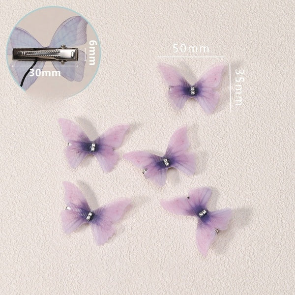 Cubs Lane gradient double-layer silk gauze small butterfly hairpin