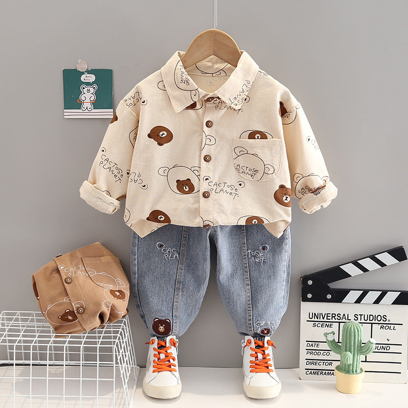 Cubs Lane  Baby boy spring shirt clothes autumn fashionable full print bear cartoon