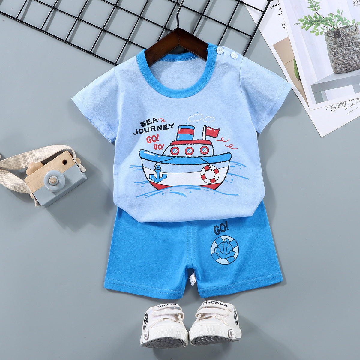 Cubs Lane Children's short-sleeved suit pure cotton boy T-shirt baby summer