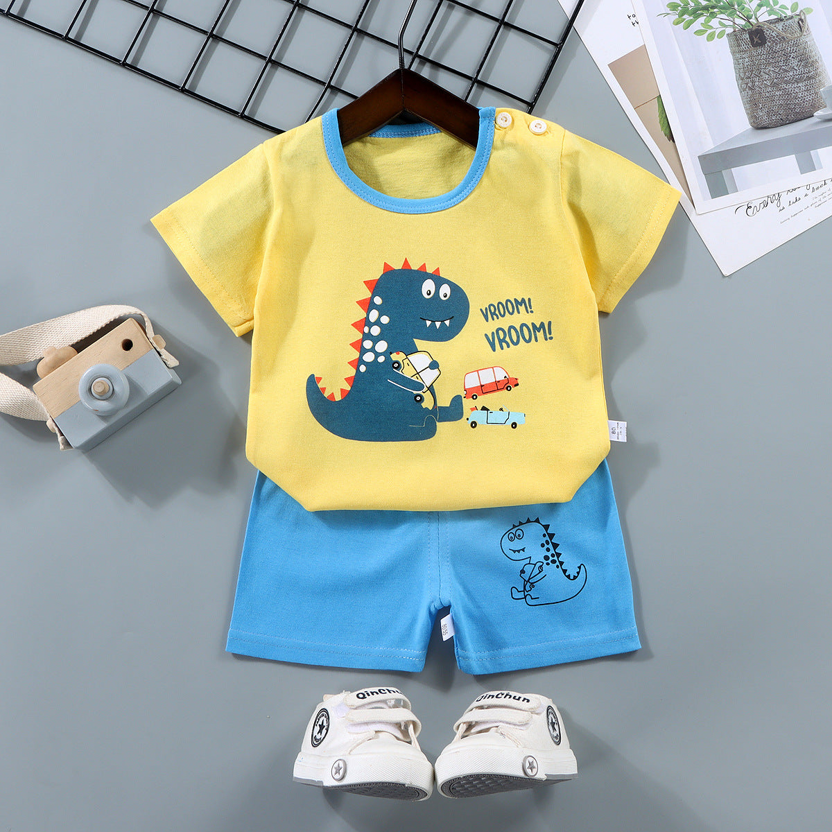 Children's short-sleeved suit pure cotton boy T-shirt baby summer