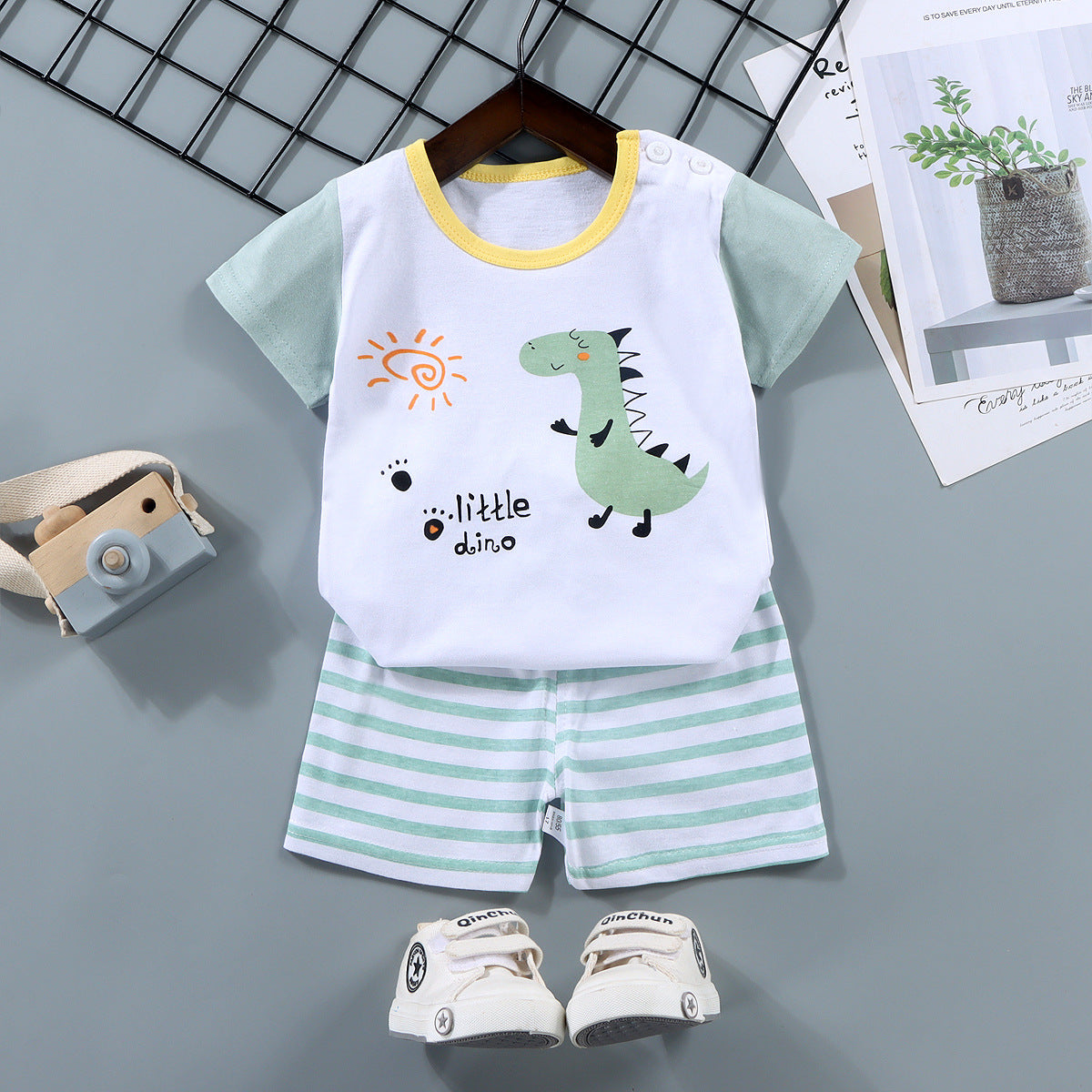 Children's short-sleeved suit pure cotton boy T-shirt baby summer