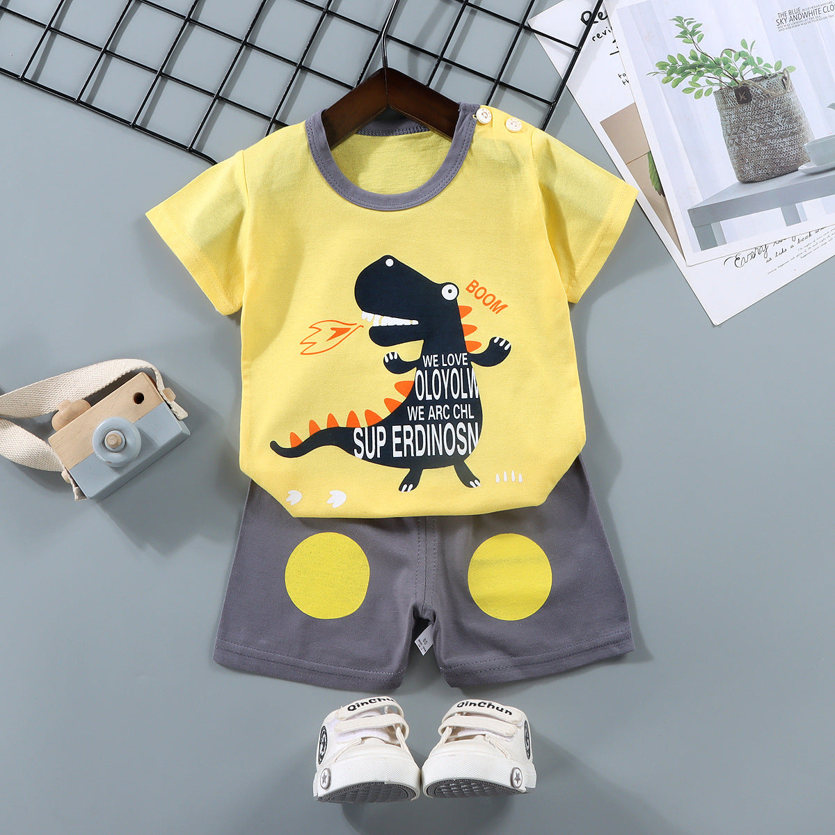 Children's short-sleeved suit pure cotton boy T-shirt baby summer