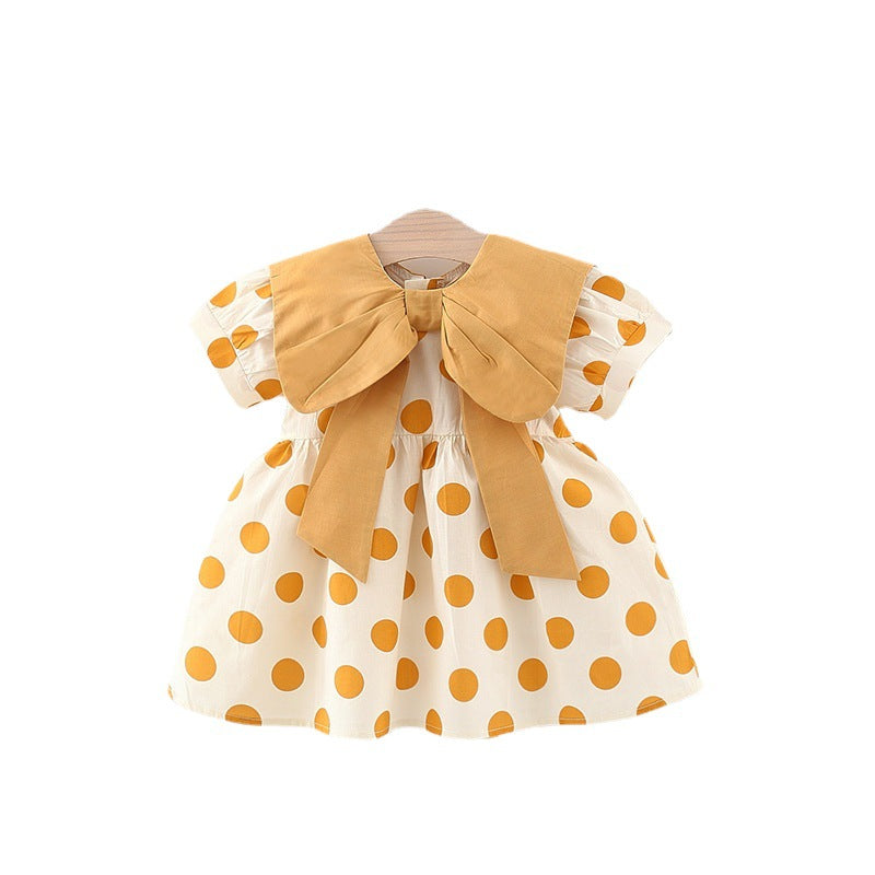 Cubs Lane new style baby girl polka dot dress doll collar bow princess dress