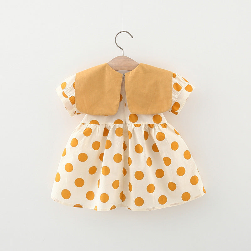 Cubs Lane new style baby girl polka dot dress doll collar bow princess dress