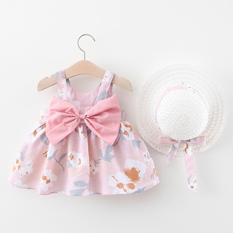 Cubs Lane baby girl skirt European and American printed suspender skirt baby girl bow dress cross-border hot style