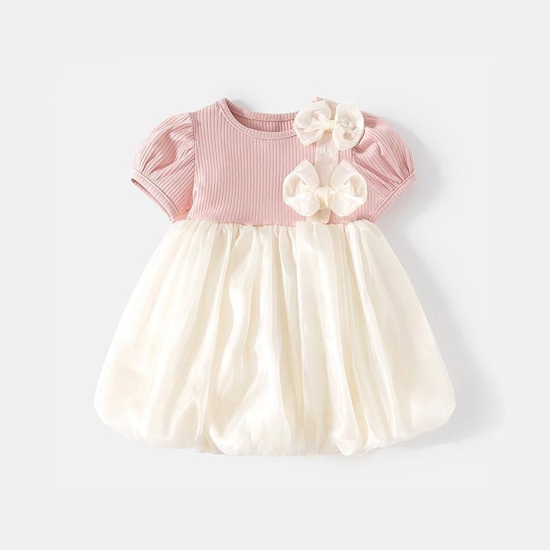 Cubs Lane  baby girl bow dress summer children's stylish princess mesh skirt