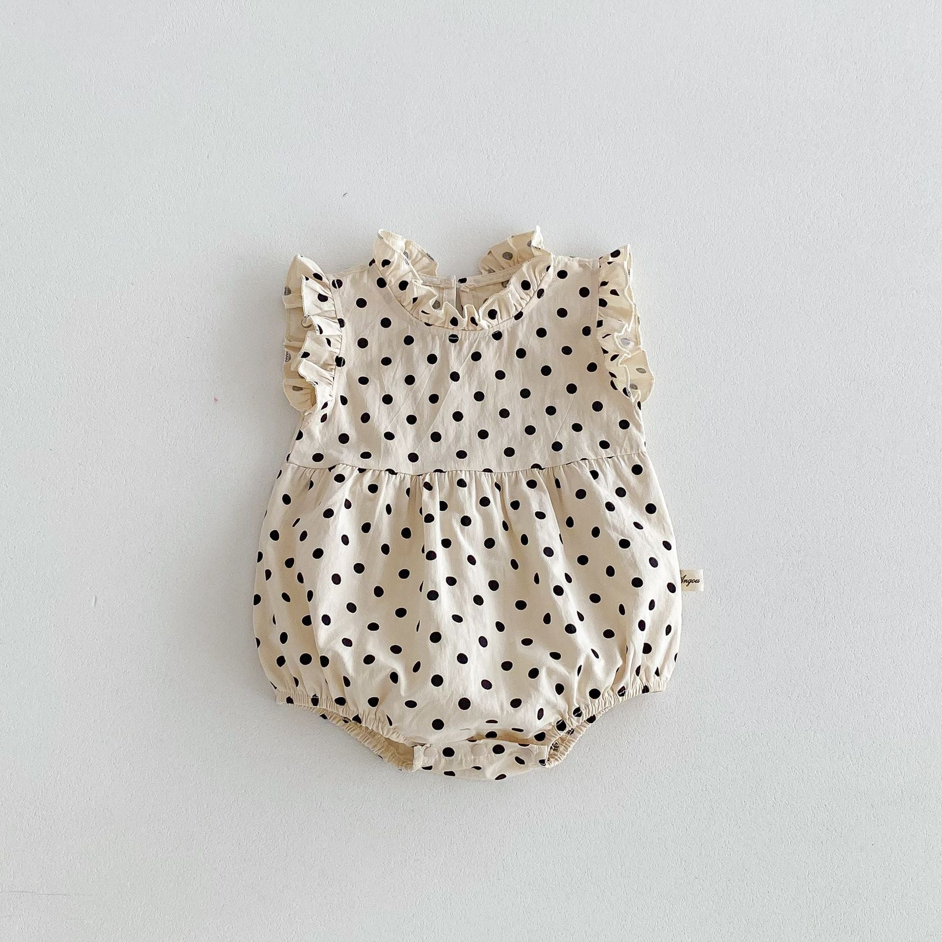 Cubs Lane summer infant sleeveless romper polka dot stand collar bag fart clothes cotton baby girl one-year-old crawling clothes