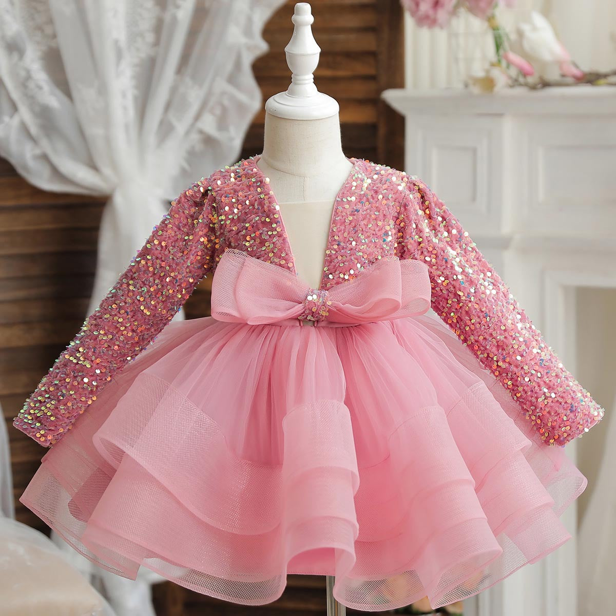 Cubs Lane Party Wear Pink Color Dress For Girls