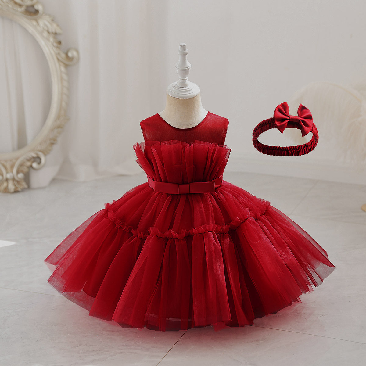 Cubs Lane Party Wear Red  Dress For Girls