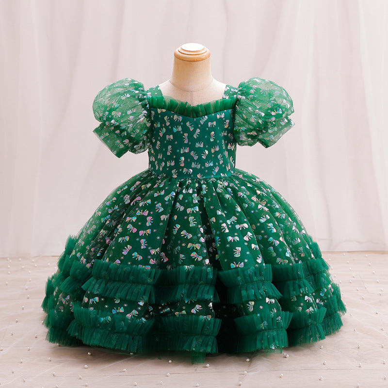 Cubs Lane Party Wear Green Color Dress For Girls