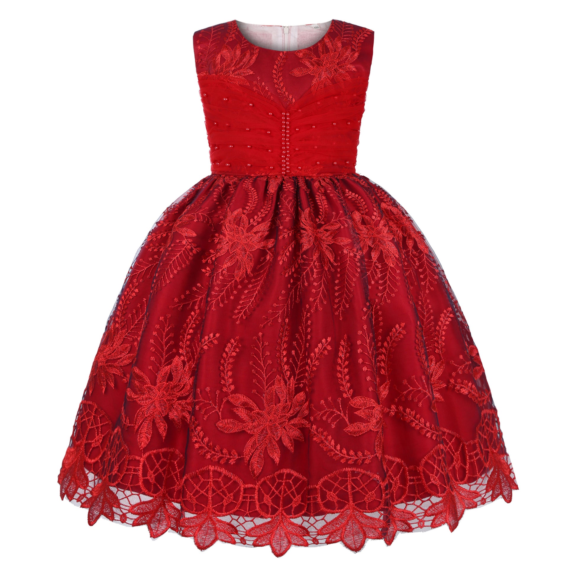 Cubs Lane Party Wear Red  Dress For Girls