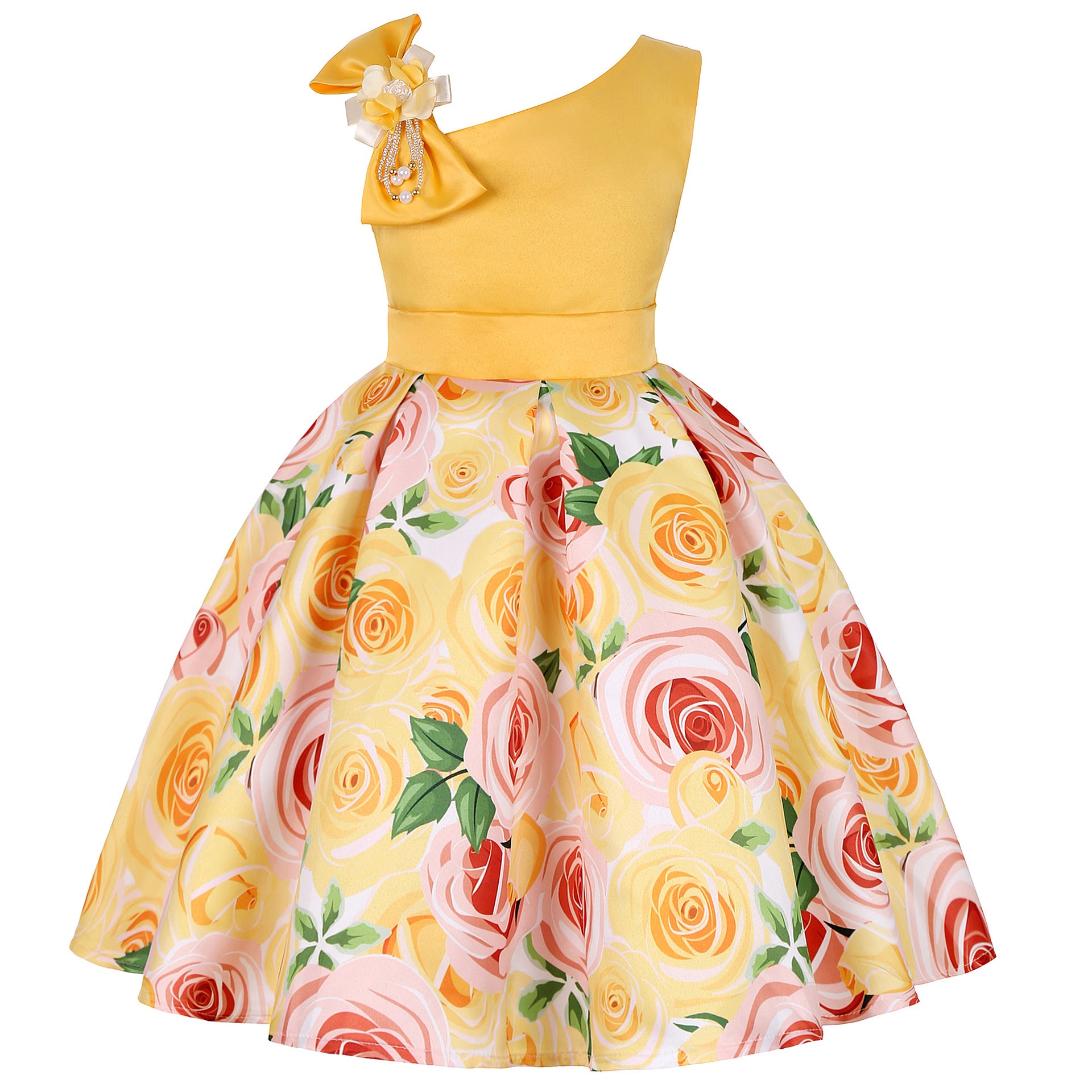 Cubs Lane Party Wear Yellow Dress For Girls