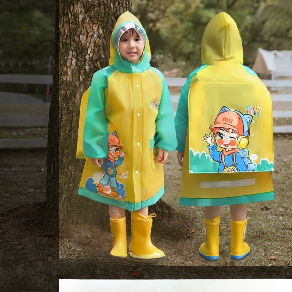 Cubs Lane Yellow  Cartoon Print Full-Sleeve Raincoat