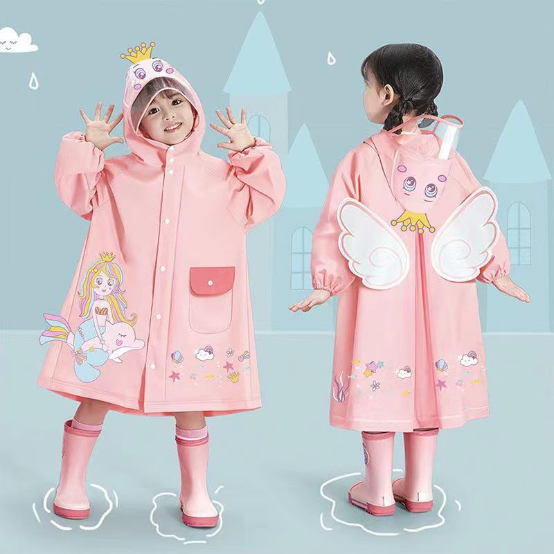 Cubs Lane Pink Cartoon Print Full-Sleeve Raincoat