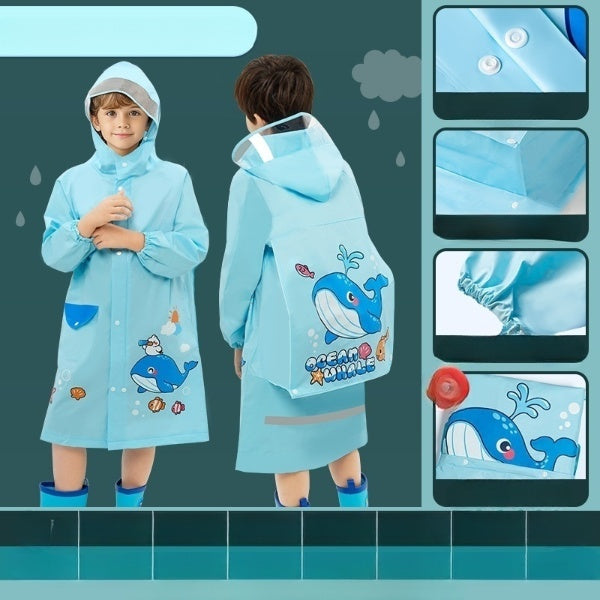 Cubs Lane Blue Cartoon Print Full-Sleeve Raincoat