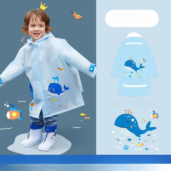 Cubs Lane Blue Cartoon Print Full-Sleeve Raincoat