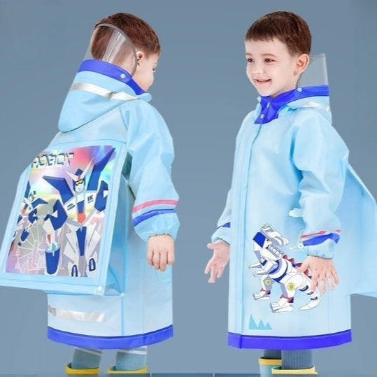 Cubs Lane Blue Cartoon Print Full-Sleeve Raincoat