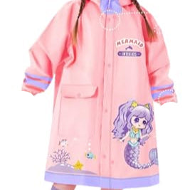 Cubs Lane Pink Cartoon Print Full-Sleeve Raincoat