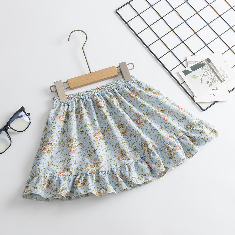 Cubs Lane new summer hot chiffon floral skirt high-end cute sports princess style pleated skirt