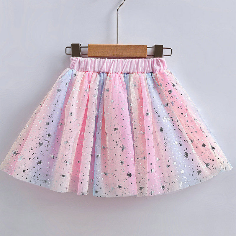 Cubs Lane Girls colorful pink skirt new style princess baby fluffy mesh skirt