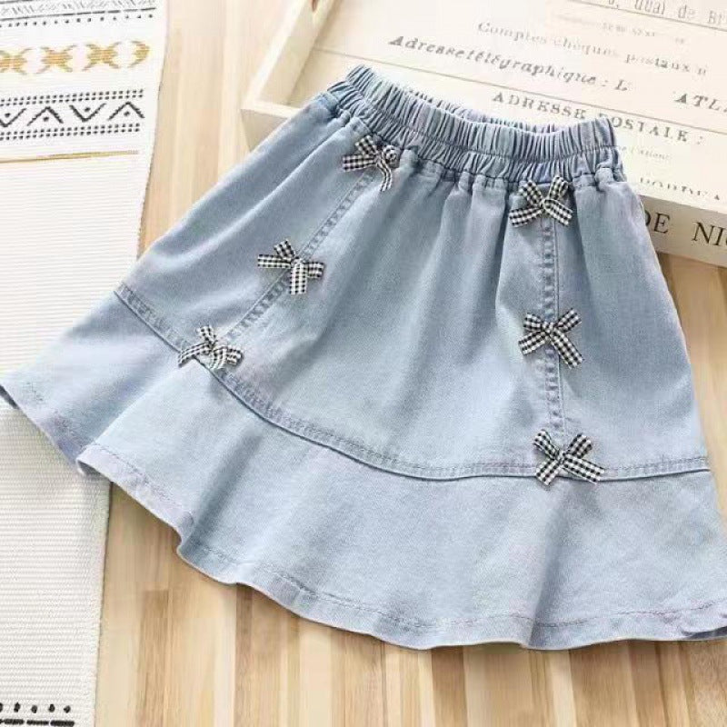 Cubs Lane Children's short skirt summer comfortable breathable denim skirt