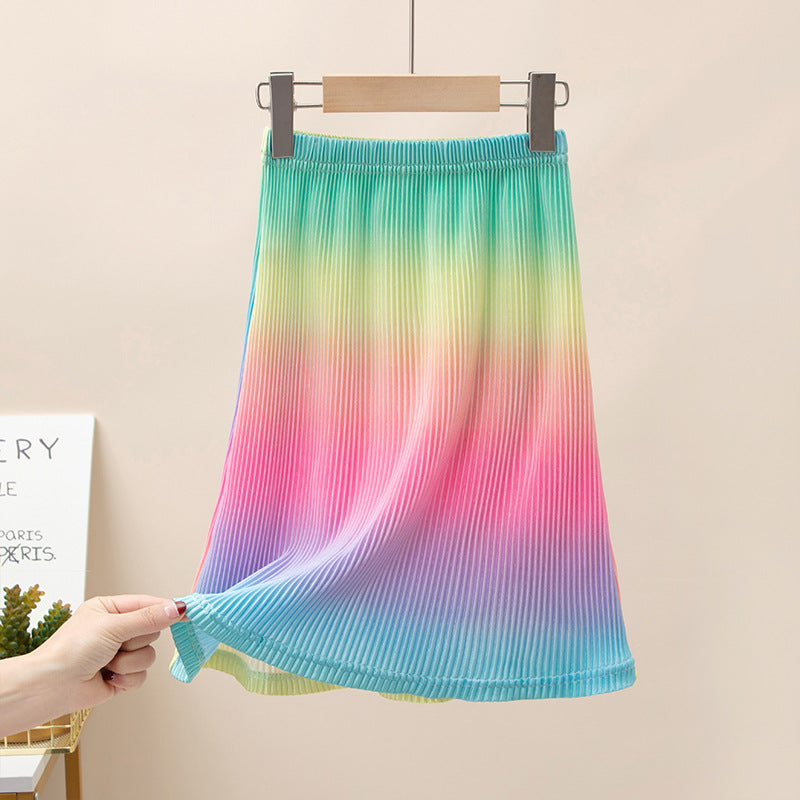 Cubs Lane Summer new girls colorful skirt loose casual home nightdress girl pleated skirt