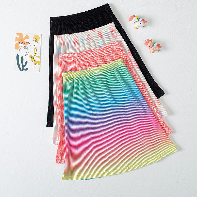 Cubs Lane Summer new girls colorful skirt loose casual home nightdress girl pleated skirt